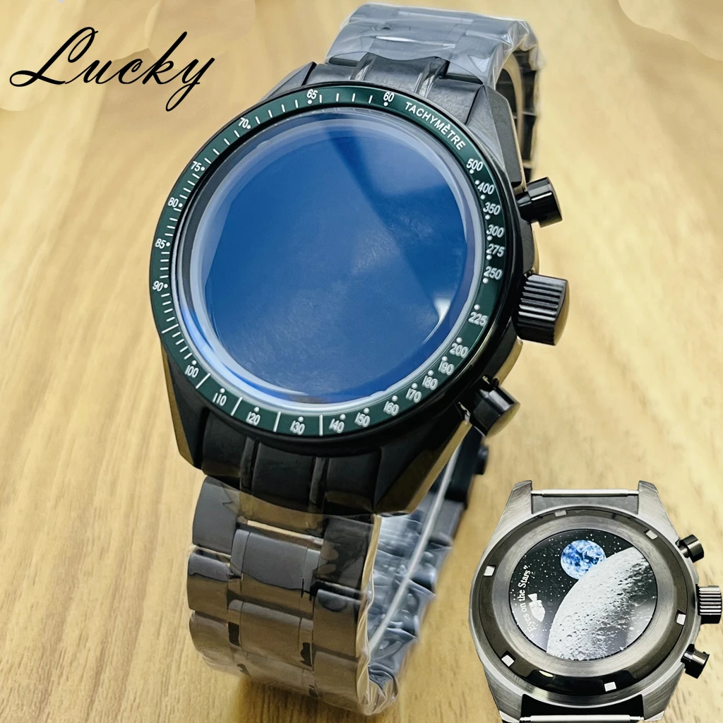 

Корпус часов Moon Chronograph 39,7 мм, корпус Speedmaster, подходит для кварцевого механизма Omga VK63, запчасти для ремонта, аксессуары для хронографа.
