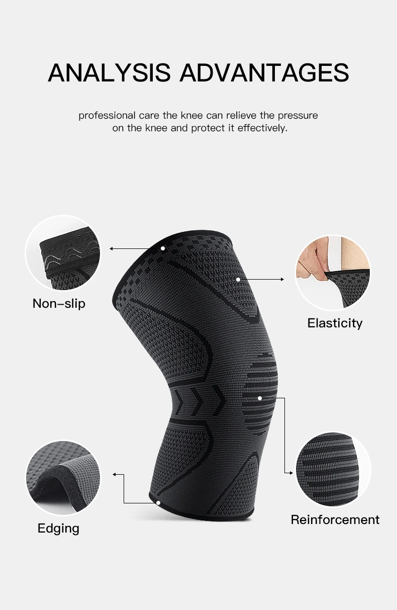 1 stück Fitness Laufen Radfahren Knie Hosenträger Elastische Nylon Knie Brace Für Sport Kompression Knie Pad Hülse Basketball Volleyball – Detail 4