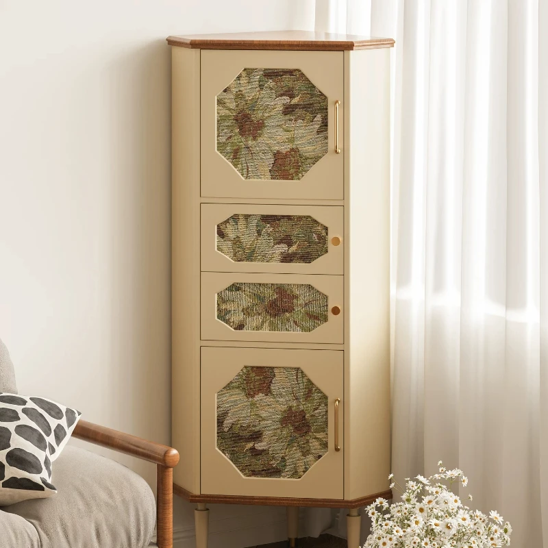 French retro solid wood corner cabinet living room bedroom corner triangle cabinet corner rack floor locker