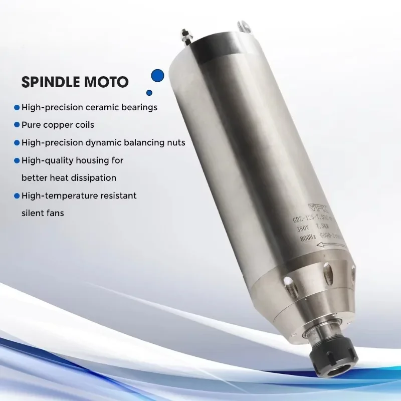 7.5kw 800HZ High Speed Water Cooled Woodworking Spindle Motor Machine Tool Spindle for Wood Processing CNC Machine