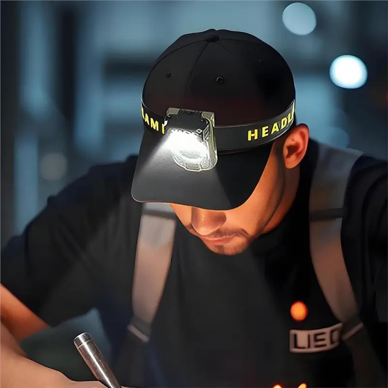 A02F-Aluminum Rechargeable LED Hat Light Clip On Cap, Multicolor High Brightness Flashlight For Fishing, Camping, Repairing