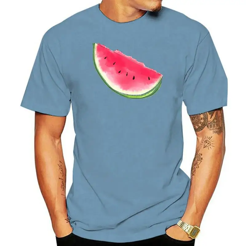 Watermelon Summer T Shirt Mens TShirt Casual T-shirts 100% Cotton Printed Tees Tops Discount Short Sleeve O Neck Clothes Black