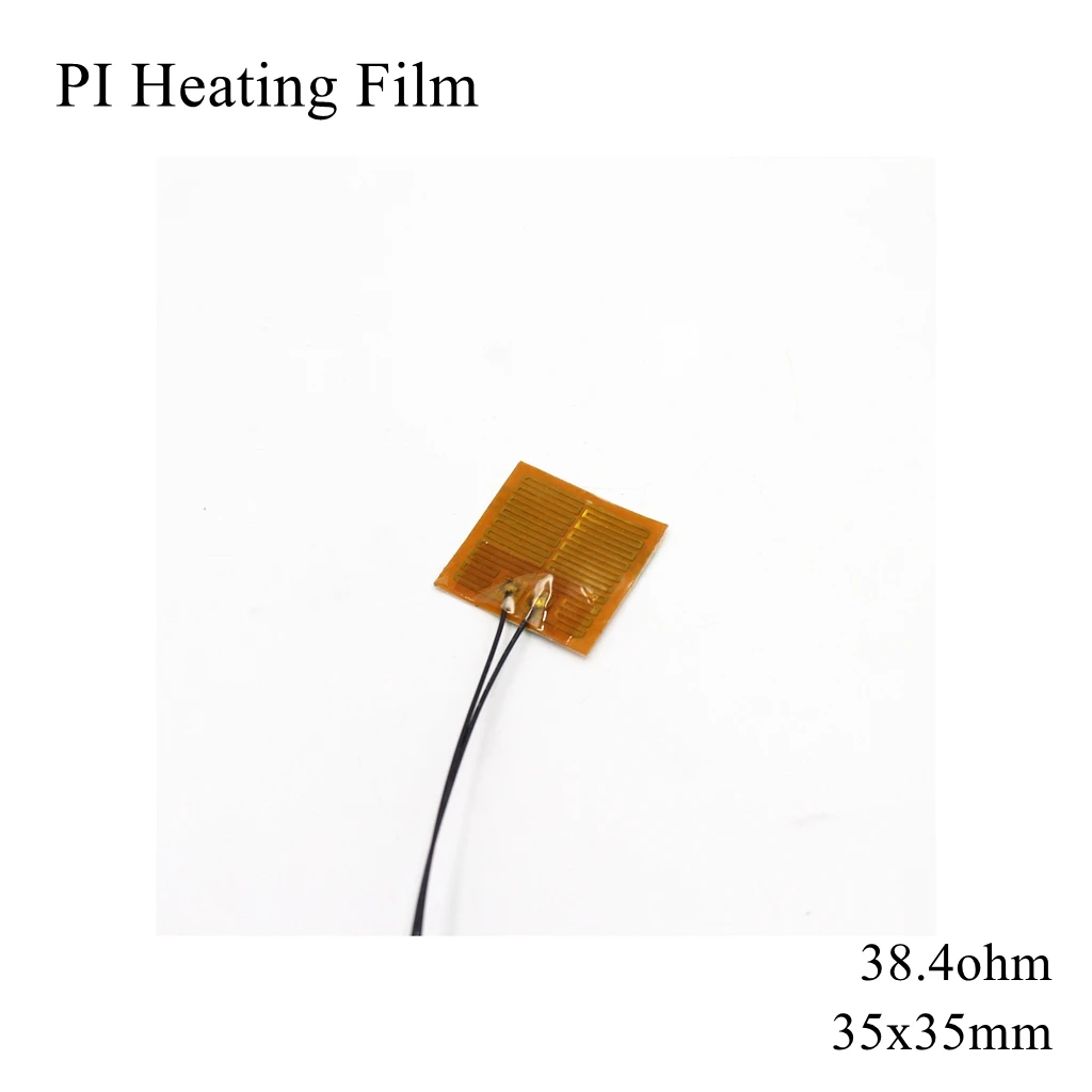 35x35mm 5V 12V 24V 110V 220V PI Heating Film Polyimide Adhesive Electric Heater Plate Panel Pad Mat Fuel Foil Oil Engine Tank