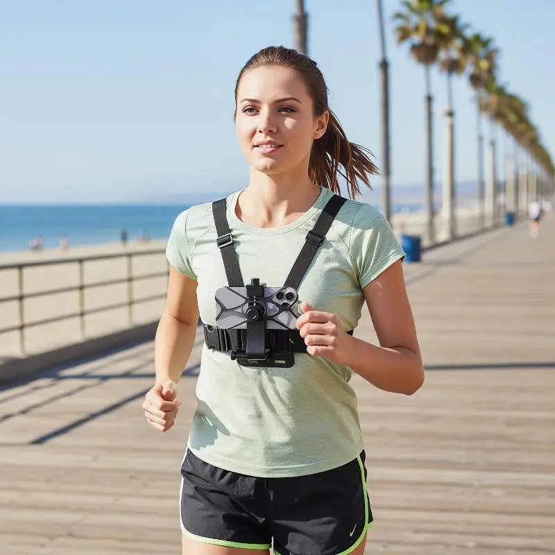Chest Strap Phone Holder Adjustable Mount Non-Slip Wearable Design for Vlogging First Person View Shooting Riding Camping