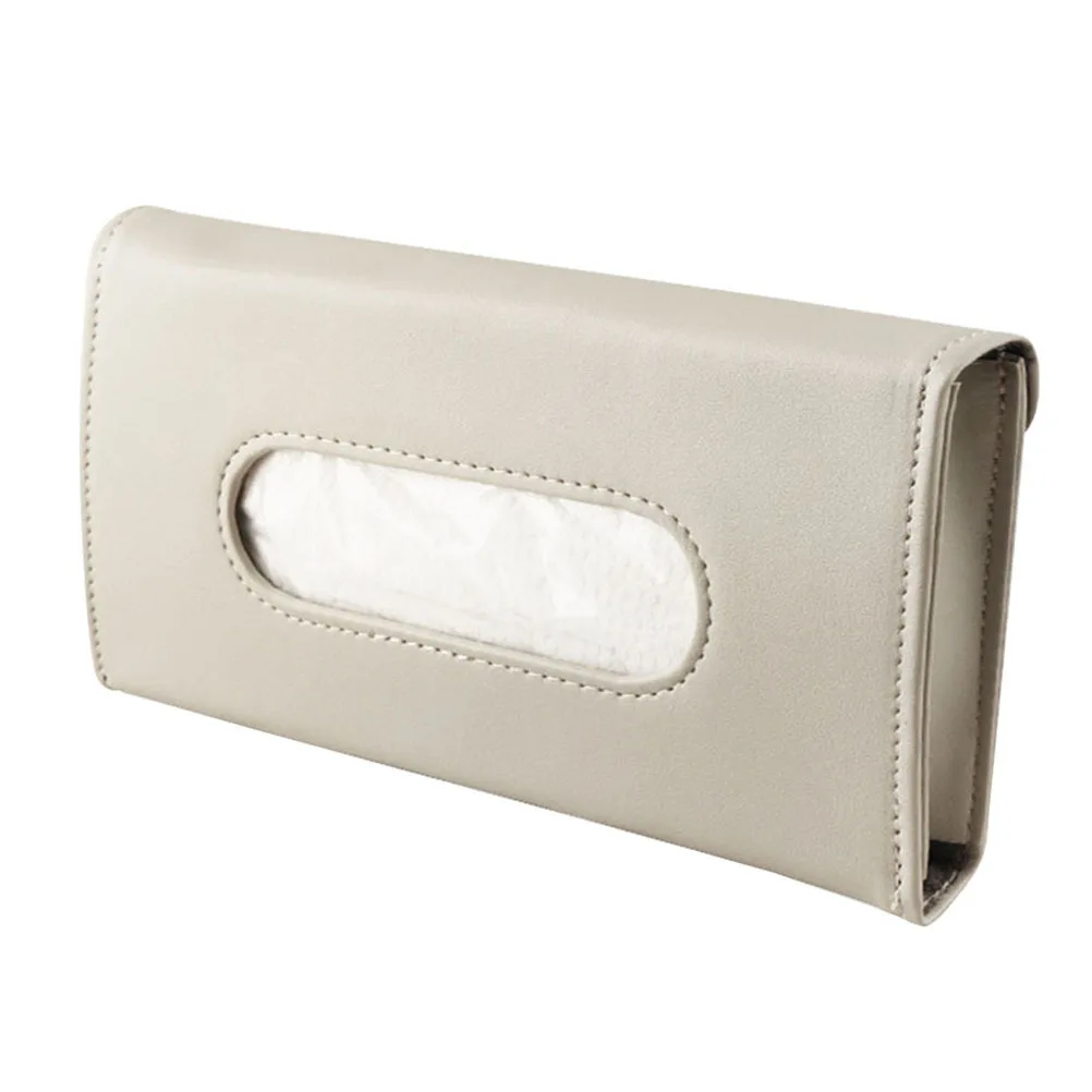 

1pcs Sun Visor Tissue Box Holder Pu Napkin Storage Container For Car Front Seat Headrest Armrest Thickened Auto