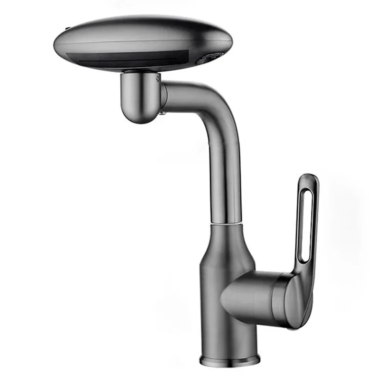 Household Gun Gray Hot and Cold Water Tap Dual-purpose Multi-function Four Gears Rotatable Bathroom Water Tap Four Outlet Modes