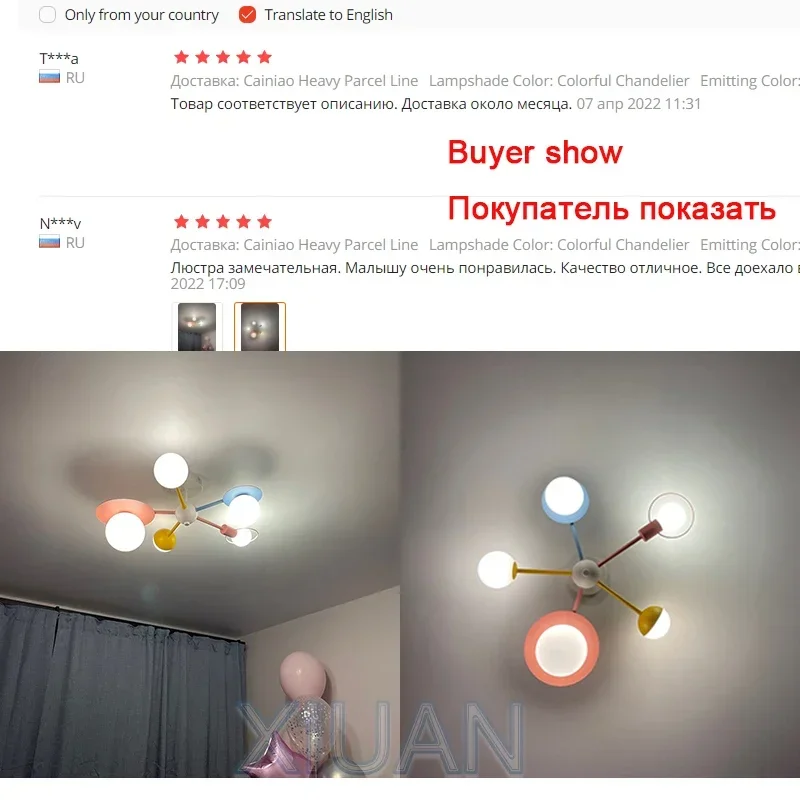 Nordic Children Bedroom Chandelier Lighting Glass Lampshade Cartoon LED Blue Pink Ceiling Light for Girl Boy Kids Princess Room