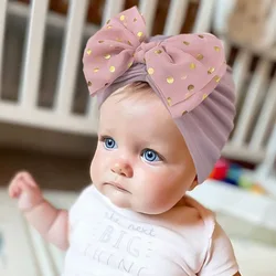 2024 New 1Pcs Baby Girls Boys Headband Cute Big Bow Hats Solid Color Soft Newborn Accessories For Toddler Turban Infant Headwear