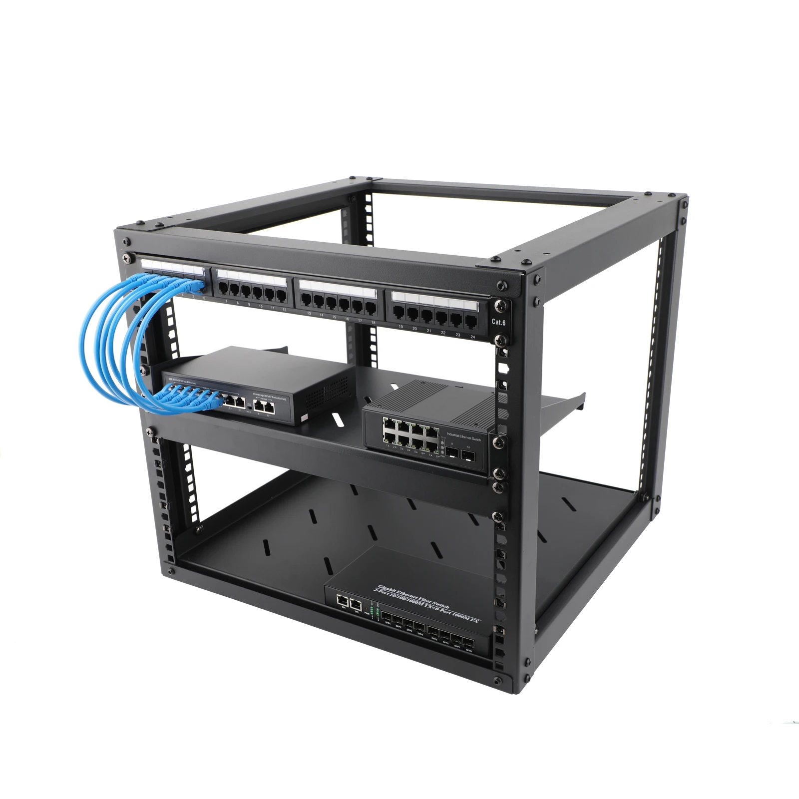 Fotografia 6: Rack de Rede Open Frame 6U/9U/12U para Dispositivos de Rede, Áudio e Vídeo de 19 Polegadas, de Chão ou Montado na Parede