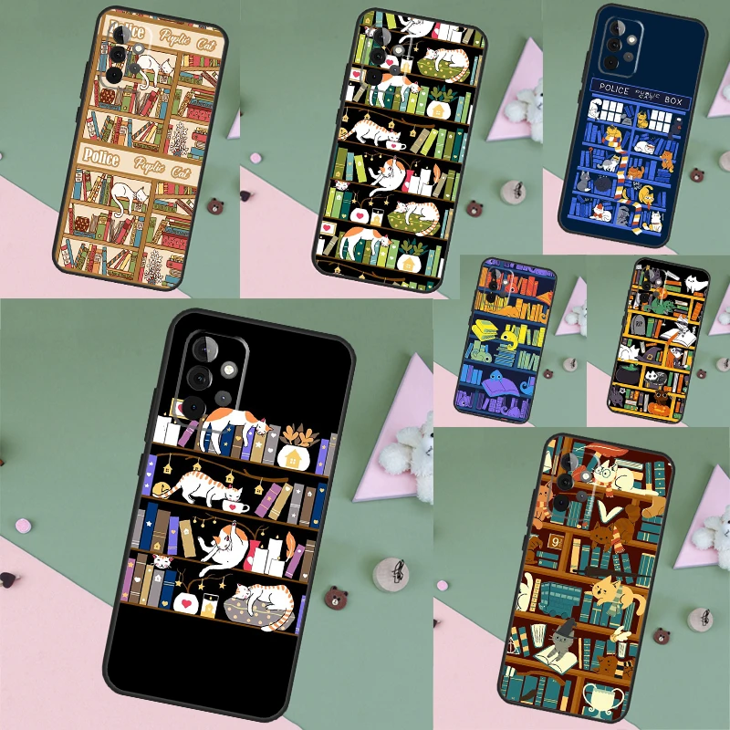 Library Magic cats Kitten Case For Samsung Galaxy A34 A54 A14 A15 A35 A55 A16 A26 A36 A56 A52 A12 A32 A13 A33 A53 A17