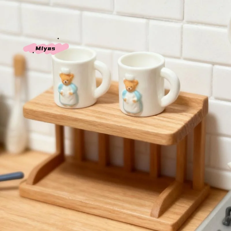 Tasse ours Miniature, tasses d'eau pour maison de poupée, modèle de décoration de scène de maison, accessoires de maison de poupée, jouets de jeu de simulation, 2 pièces