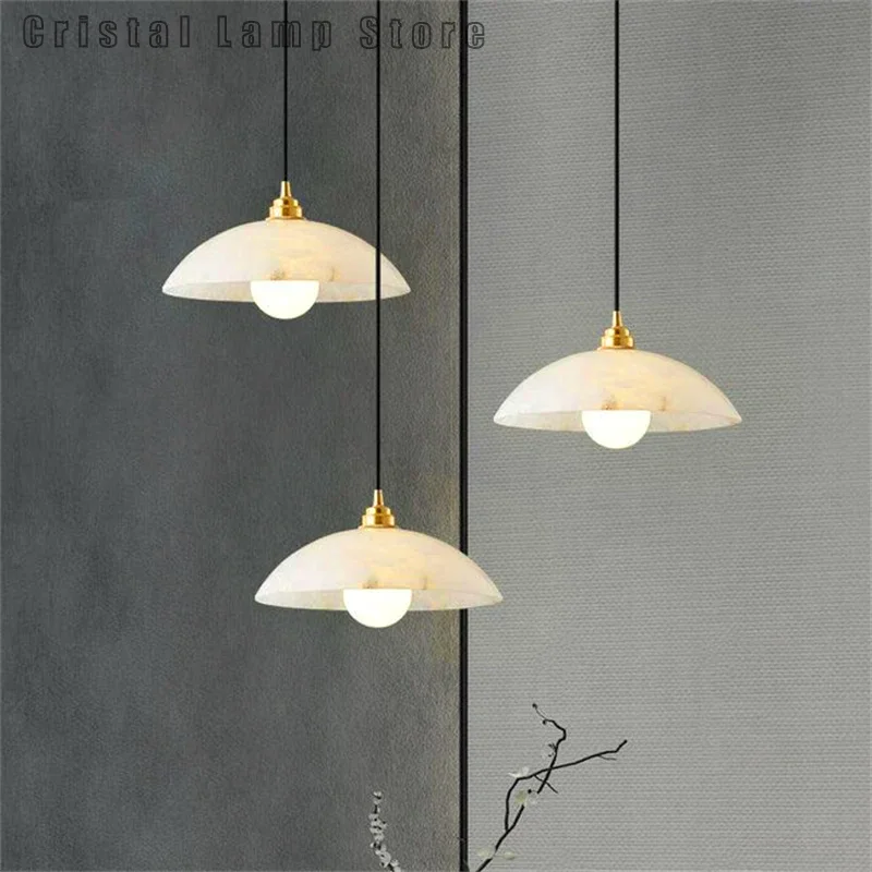 Nordic Style Design With A Simple Dome Alabaster Chandeliers Art Lamps Lighting Fixtures Modern Pendant Lamp Indoor chandeliers