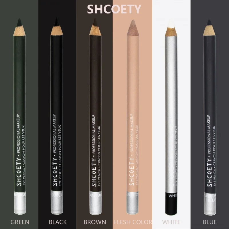 Shcoetywaterproof eyeliner con palo in legno non vertiginoso matita per sopracciglia a prova di striscio di lunga durata accovacciato baco da seta cosm a doppio uso