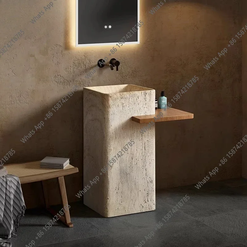 Nc Travertine column basin Art basin Integrated floor-to-ceiling designer high-end washbasin Vertical washbasin
