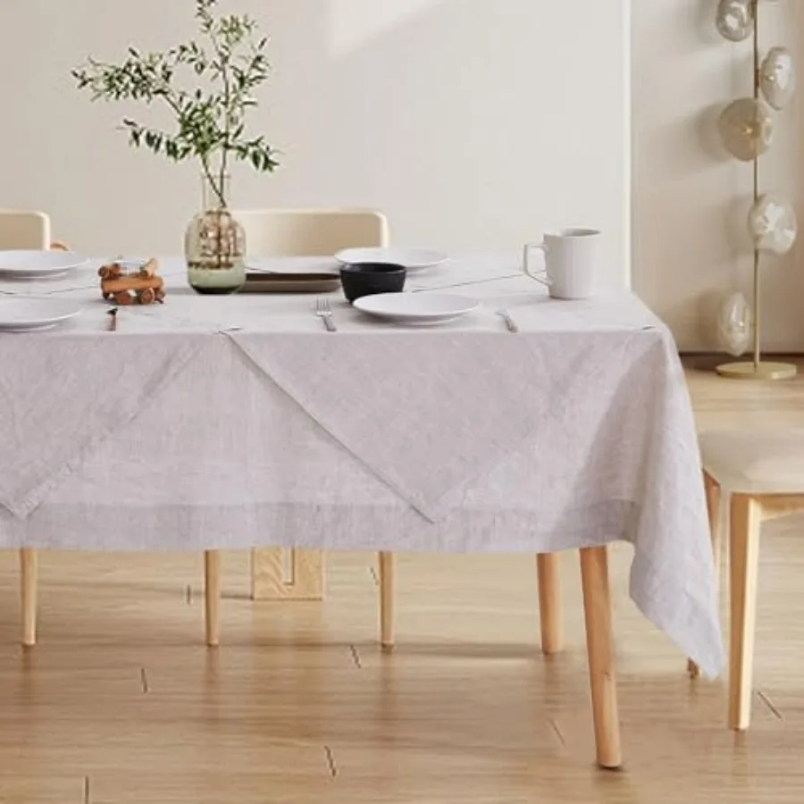 

Льняная скатерть, скатерть из 100% чистого льна для прямоугольных столов, машинная стирка, обеденная осенняя скатерть с 4 шт., 20 x 20 дюймов, Lin