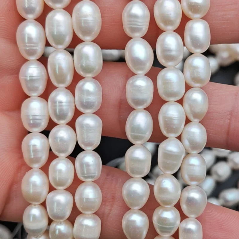 

6x7mm Natural Freshwater Rice Shape Pearl Loose Beads DIY Necklace Bracelet Jewelry Findings 10 Strands/lot