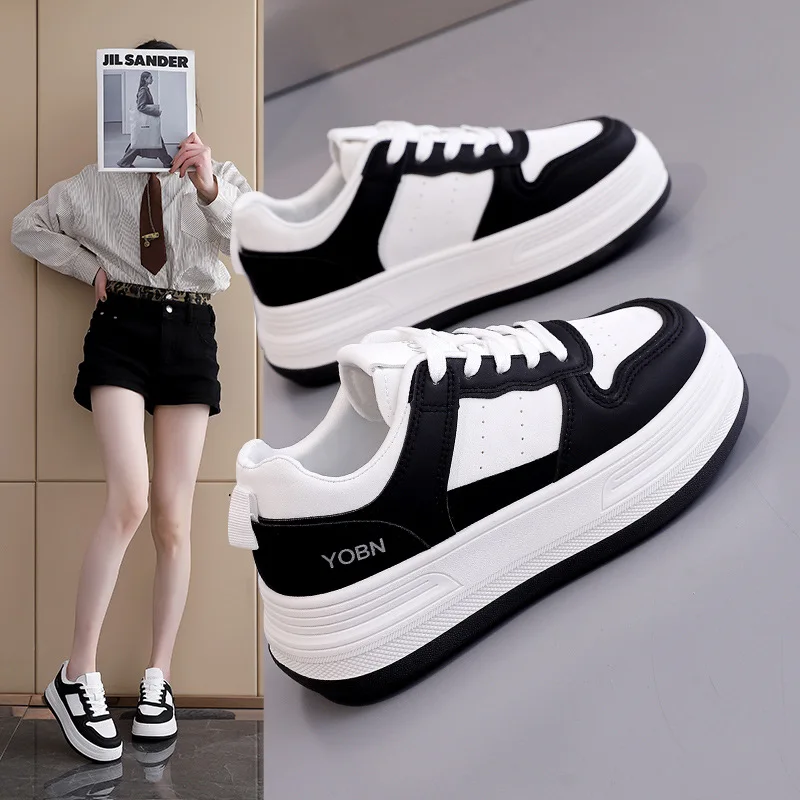 

Ladies Vulcanized Shoes Fashionable and Comfortable Thick Soled New Style Versatile Skirt Sports and Leisure Board Shoes