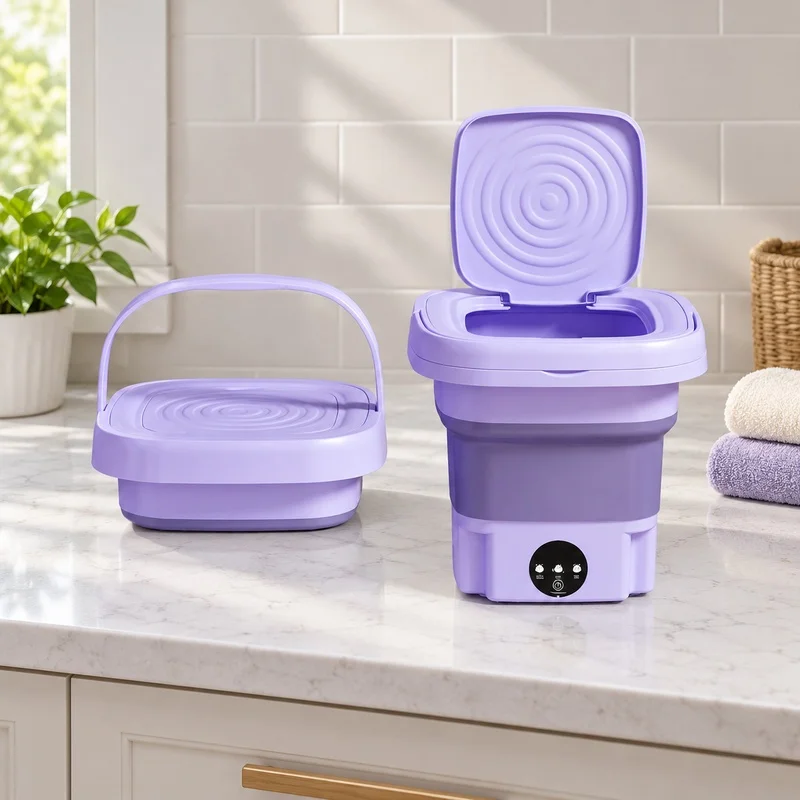 Premium Compact Foldable Mini Washing Machine Bucket, Portable Travel Washer for Underwear, Socks, Home & Travel Laundry