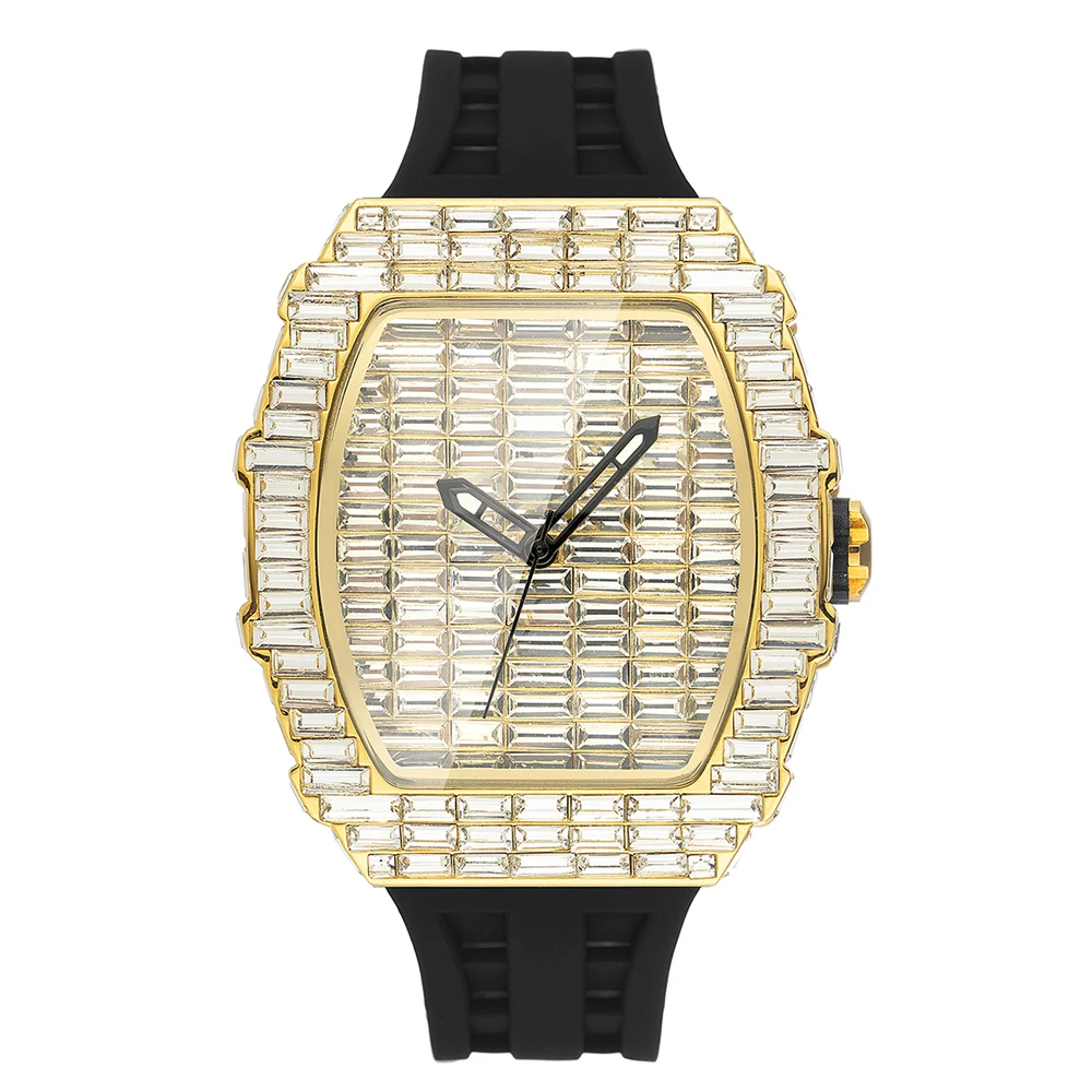 Men's Creative Full Square Diamond Watch, Gift Box