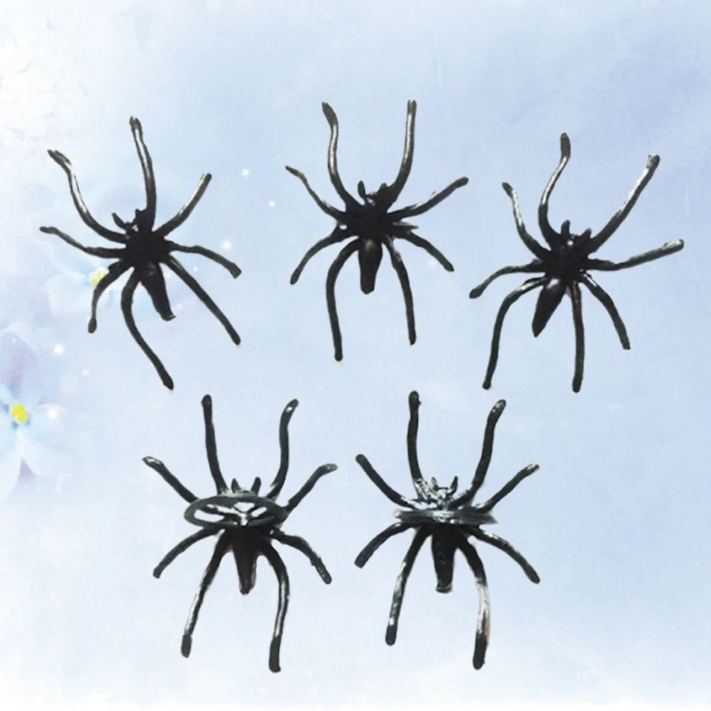 144PCS Halloween Spiders Shape Ring Halloween Plastic Finger Ring Halloween Props for Party Festival