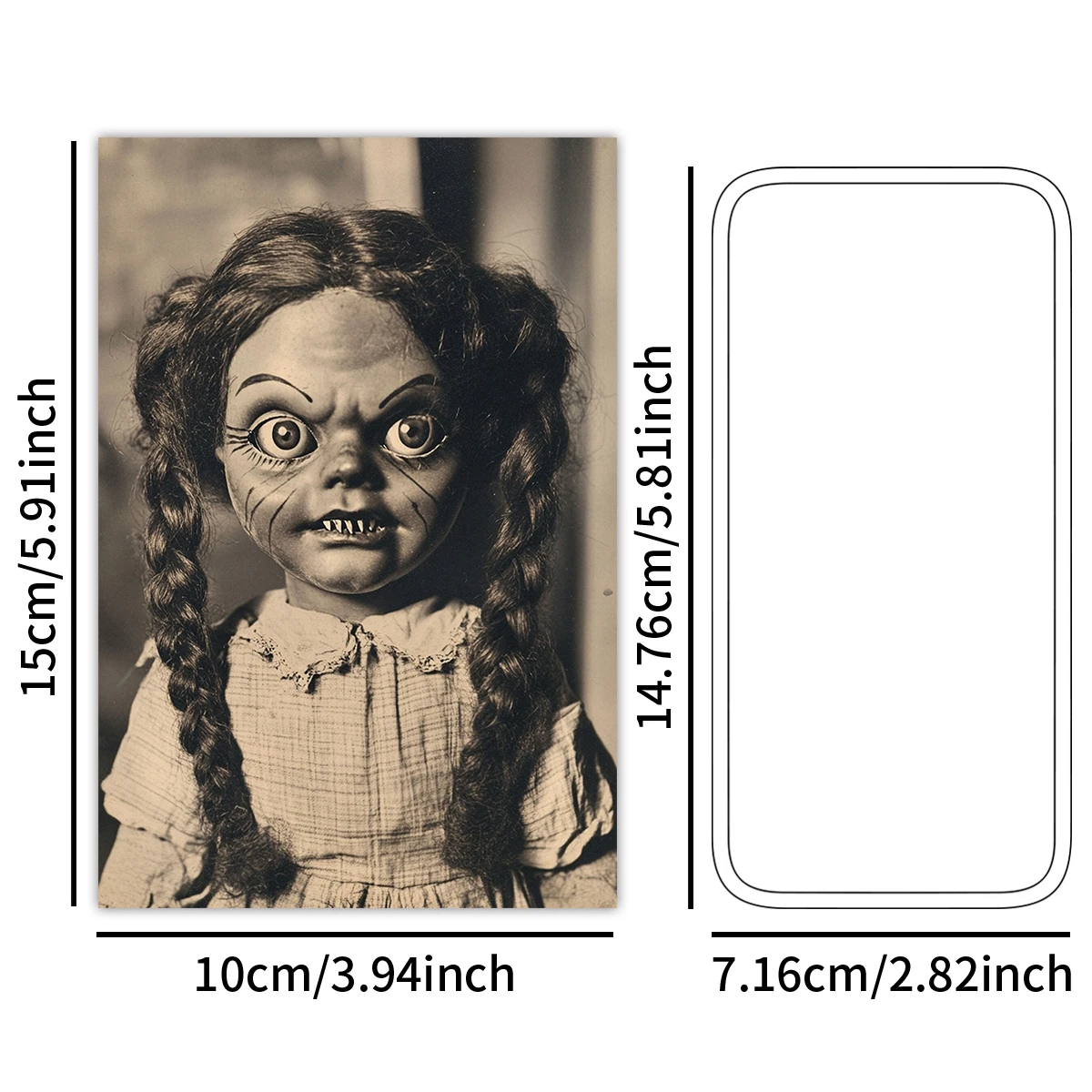 20 Stück Vintage-Postkarten im Gruselpuppen-Design, Halloween-Deko-Karten mit gruseligen Horrorpuppen, Wandkunst-Dekoration für Zuhause, Zimmer, Bar, Party – Detail 6