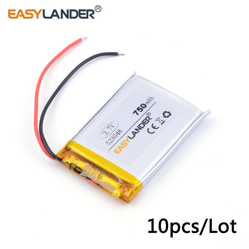 

10pcs /Lot 523048 750mah 3.7v lithium Li ion polymer rechargeable battery quality goods of CE FCC ROHS certification authority