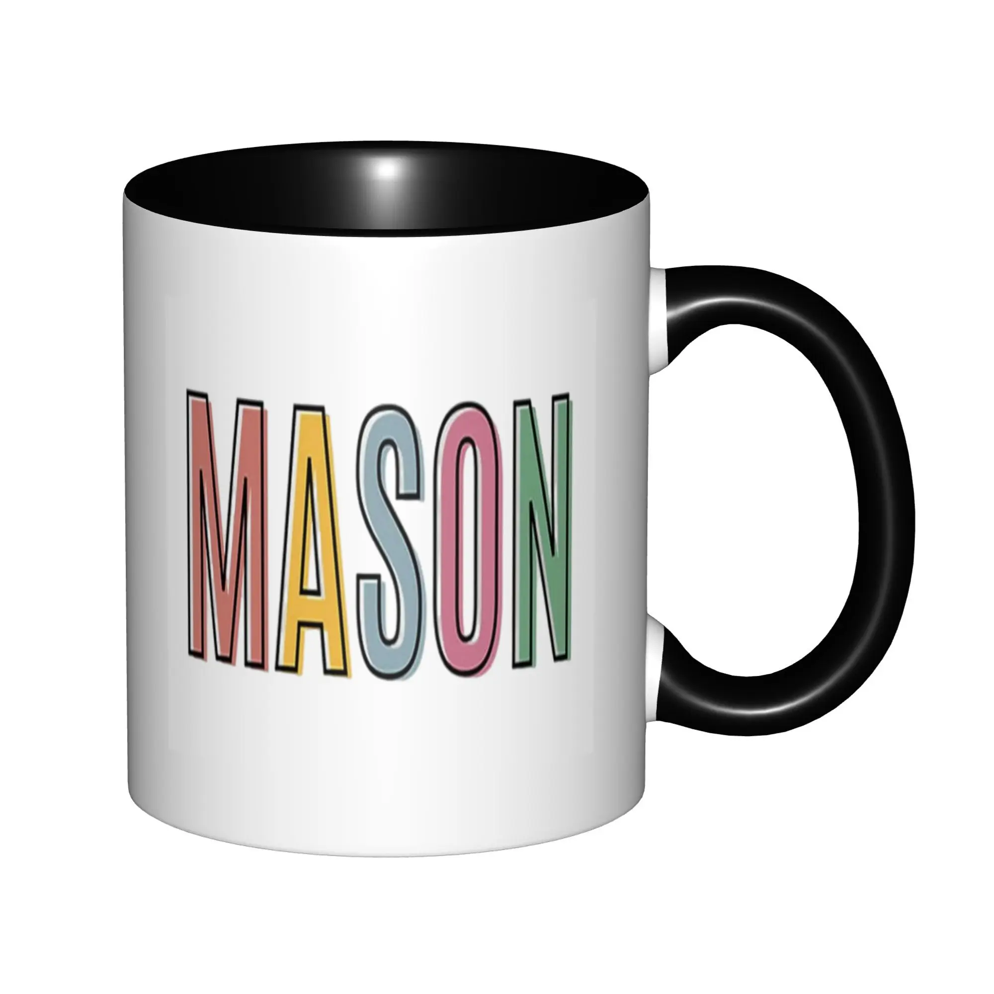 

Monogram Initial for Him Her, Colorful Letters Mugs With Black Handle Birthday Coffee Mugs Ceramic Tea Cups 11oz