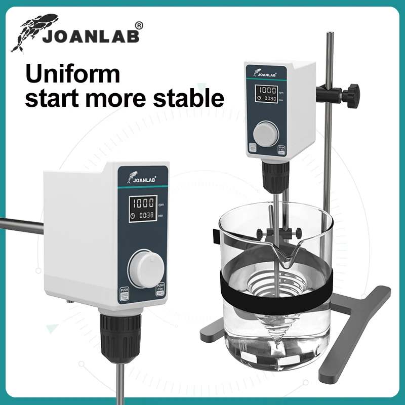 JOANLAB Смеситель для жидкостей Лабораторная электрическая мешалка Цифровой дисплей Верхнеприводная мешалка Регулируемая высота Лабораторное оборудование 20 л 1500 об/мин 110 В 220 В