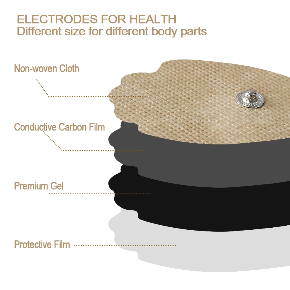 Cuscinetti di ricambio per unità TENS Elettrodi senza lattice compatibili con stimolatore muscolare EMS Utilizzare cavi con connettore a pulsante da 3,5 mm