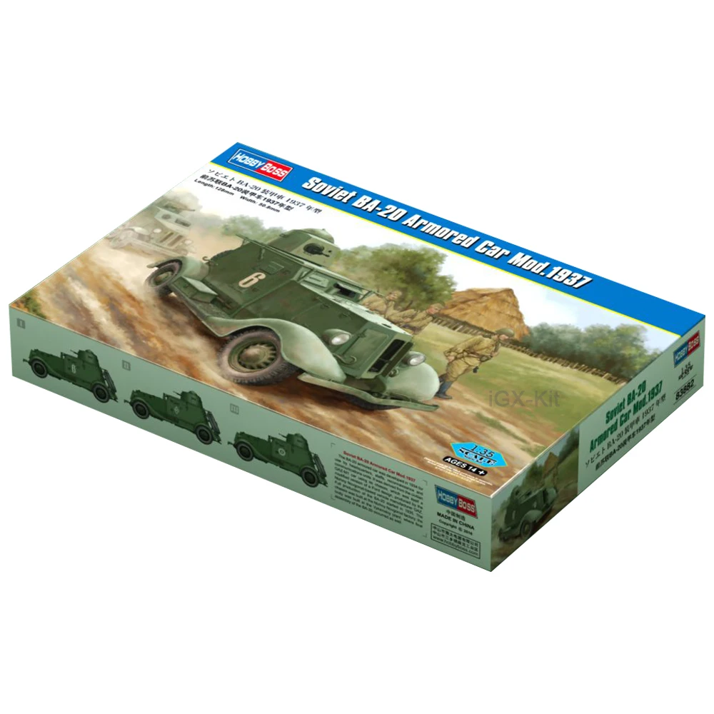 Hobbyboss 83882 1/35 Scale  Soviet Ba20 Ba-20 Armored Car Vehicle Mod.1937  Hobby Craft Toy Plastic Model Building Kit