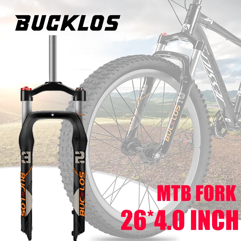 

Велосипедная вилка BUCKLOS 26*4.0, ход 120 мм, пружинная, ручная регулировка, 9*135 мм QR, дисковый тормоз, для MTB и электровелосипедов, аксессуары для велосипедов