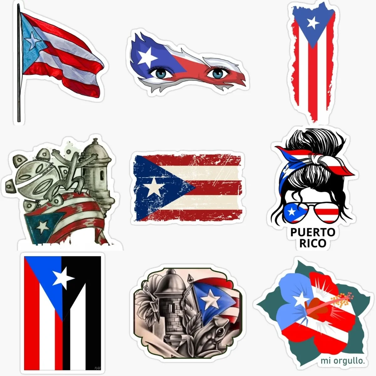 

Creative Puerto Rico PR Flag Emblem PVC Waterproof Stickers for Decorate Car Wall Table Motorcycle Off-road Fridge Camper Bumper