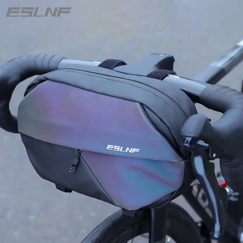 ESLNF Bicycle Reflective Bag Dazzling Bags Frame Pannier Bag Multifunction Outdoors Portable Shoulder Bag Bike Accessorie