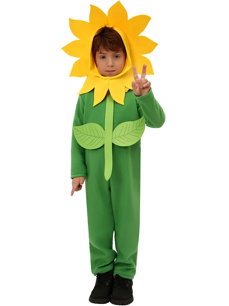 Disfraz de plantas y girasoles para niños, traje verde, Día Internacional, Halloween