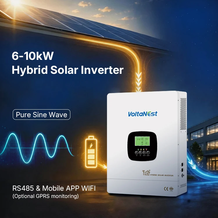 VoltaNest Hybrid Solar Inverter 6KW 8KW 10KW Solar MPPT 48V Pure Sine Wave Single Phase Inverters For Home Use