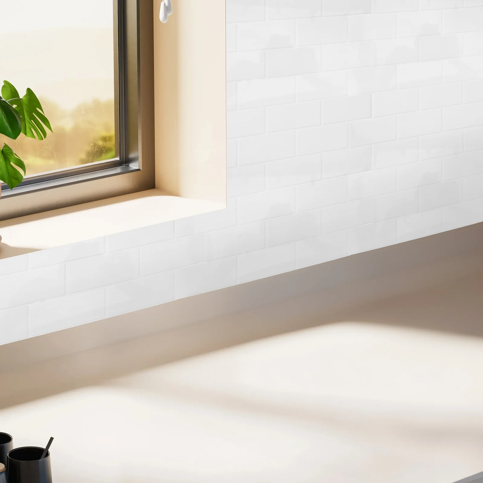 

6pcs Kitchen Tile Stickers 3D Peel Stick Backsplash Tiles Waterproof Self Adhesive Wall Panels For Diy Bathroom Laundry Room