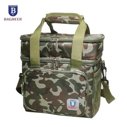 BAGNEER Picnic Cooler Bags Thermal Lunch Box Bag Double Layer Outdoor Camping Food Drink Ice Insulated Case Travel Storage Bags