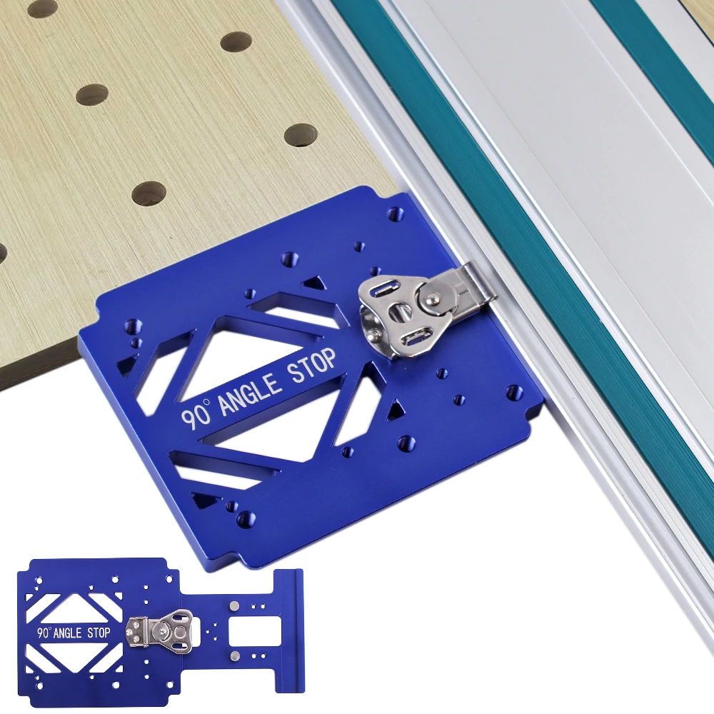 Imagem -02 - Liga de Alumínio Woodworking Square Guia Ferroviário Braçadeira Universal Track Saw 90 ° Angle Stop Guide Plate Carpenter Posição Ângulo Ferramenta