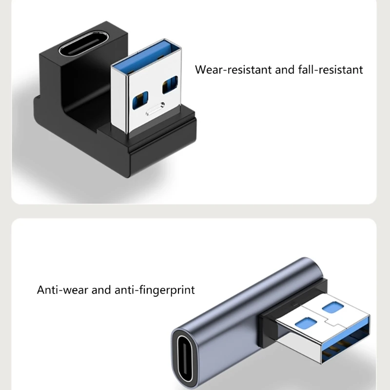 USB Type C Adapters USB Male to Type C Female Converter 10Gbps U-Shape Straight Angle Adapter Fast Data Adapter Converter charge