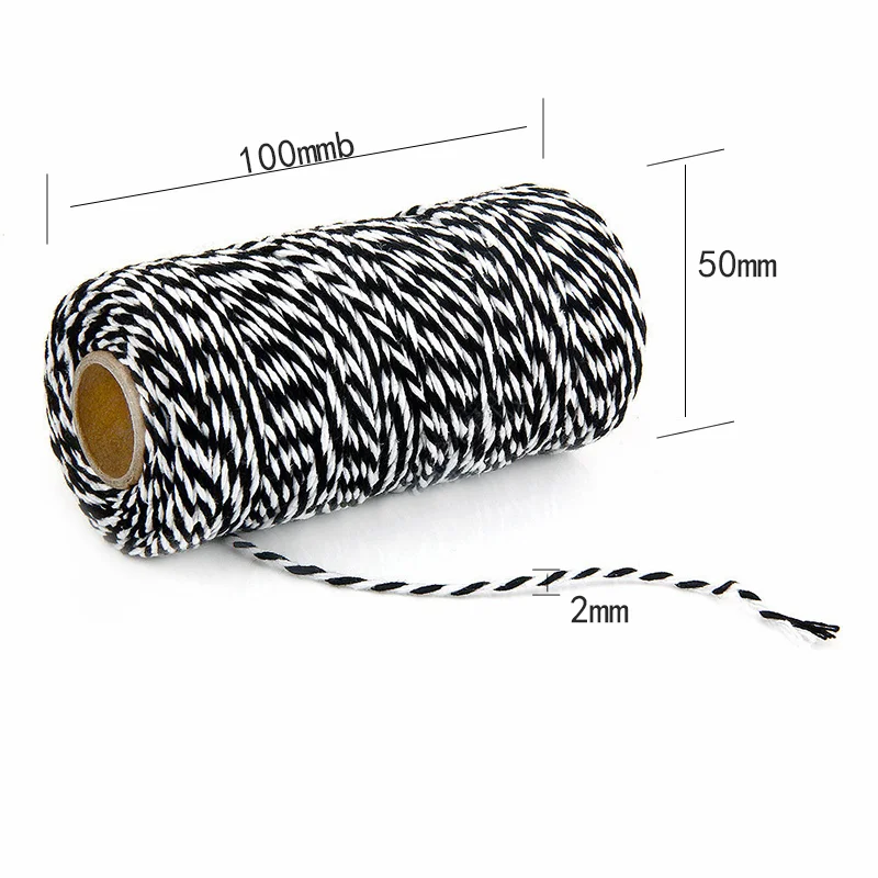 2Mm Twee-Kleur Katoenen Touw 10Yards Bakers Twine String Katoenen Draad Voor Home Decor Handgemaakte Diy Kerst cadeaupapier