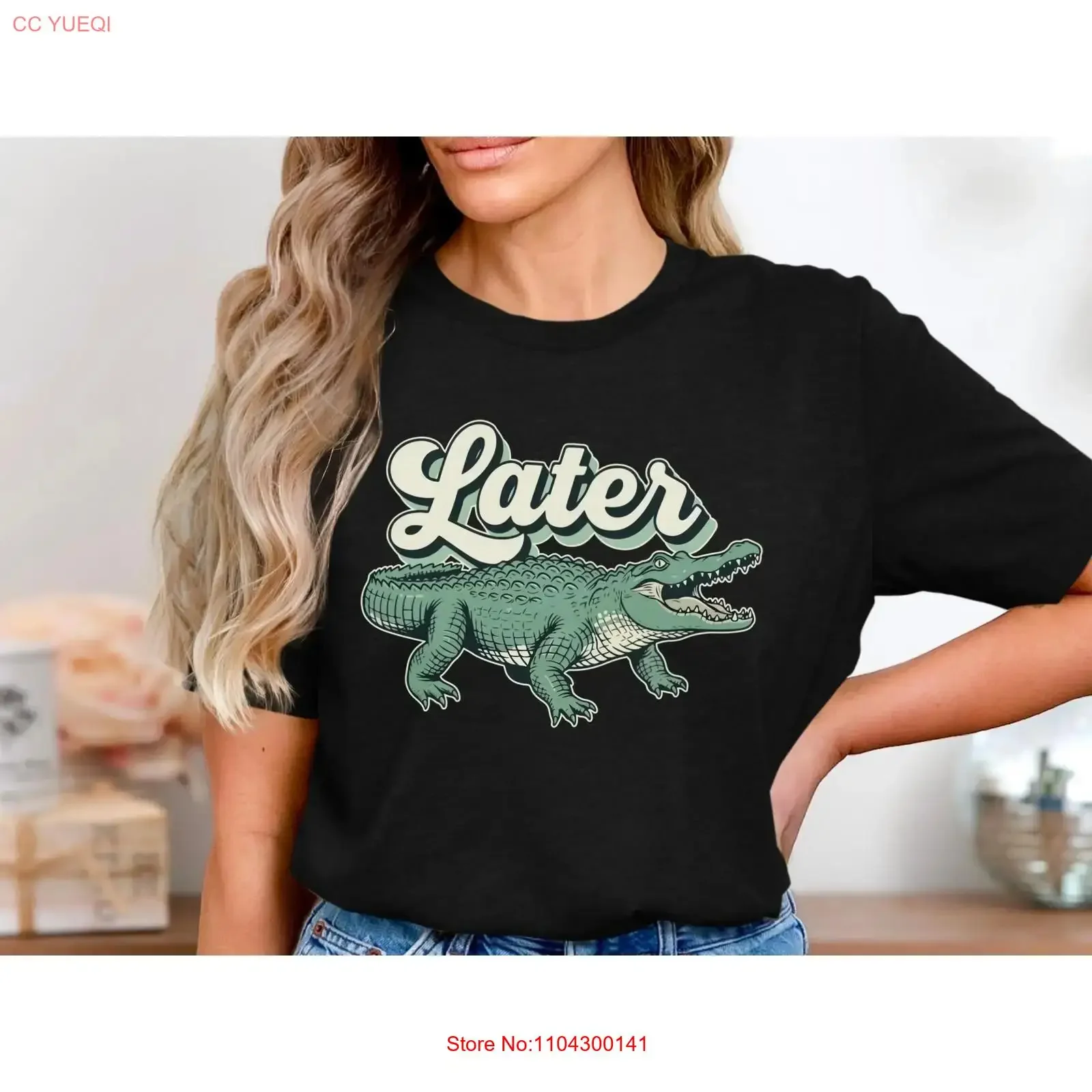 Later Alligator T Shirt Funny Retro Saying Cute Sarcastic long or short sleeves vintage Washed Unisex Casual streetwear