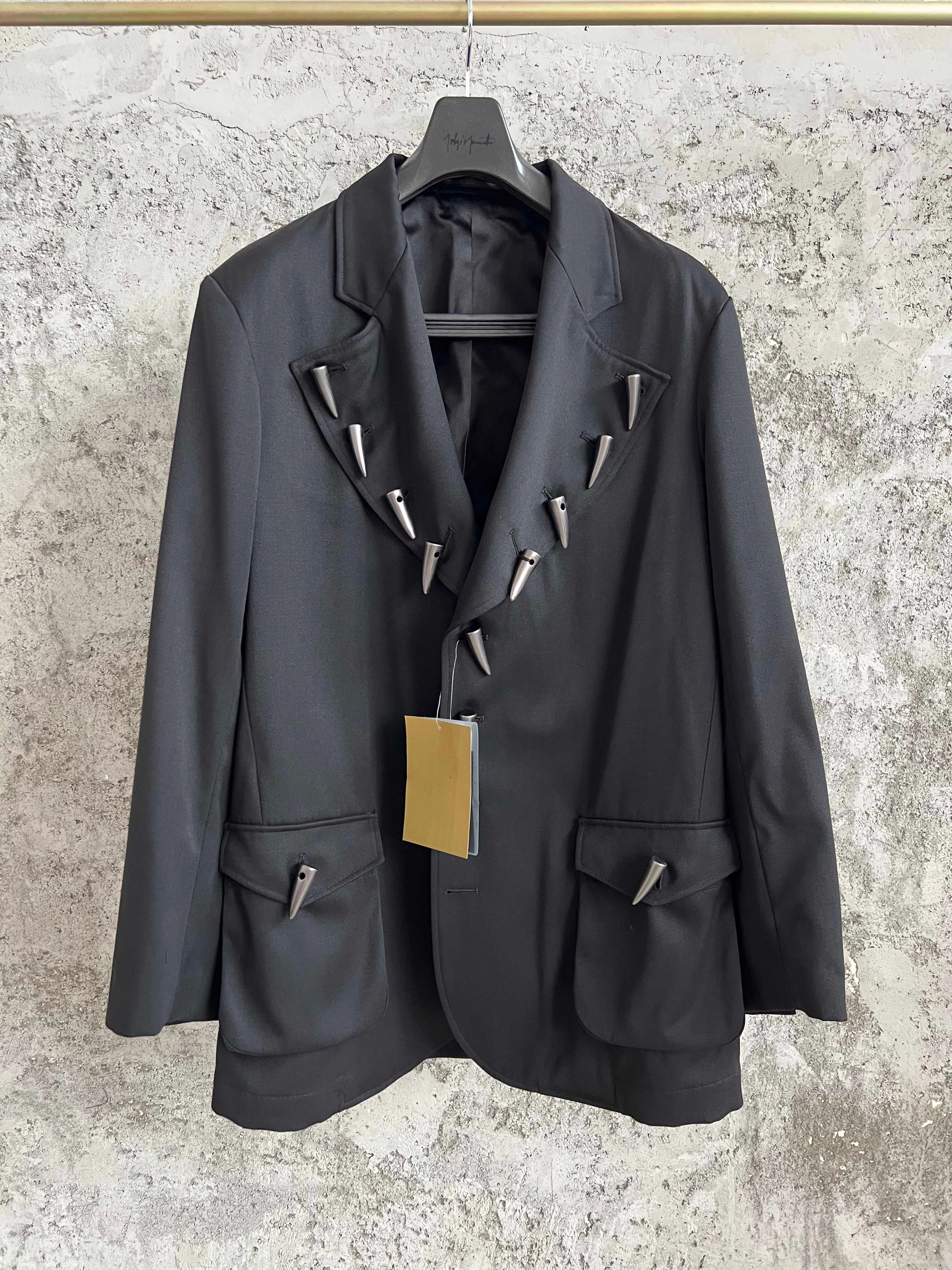 

TOP-YAMAMOTO metal silver horn buckle suit, imported fine-spun wool loose casual pocket jacket