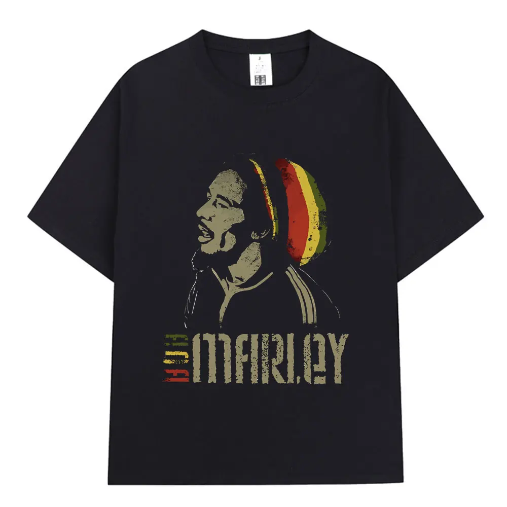 

Футболка мужская хлопковая оверсайз с коротким рукавом, модная винтажная тенниска с изображением регги, музыки, оригинатора Боба Марли, One Love