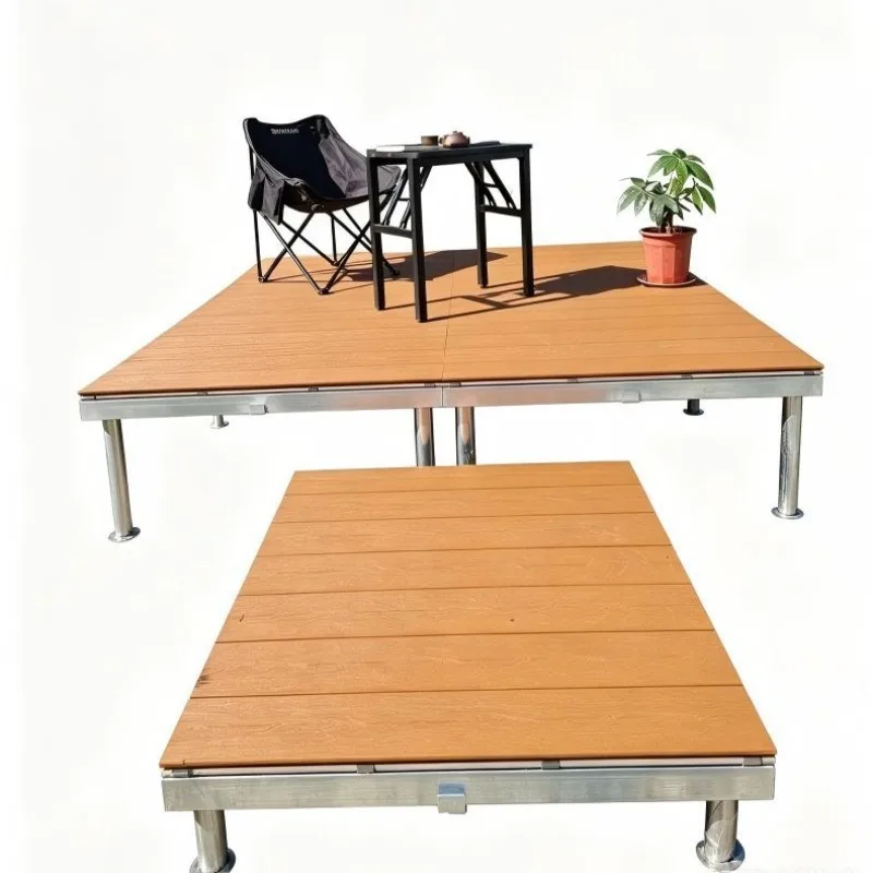 Modular wood-plastic floor Outdoor camp Prefabricated fast-loading plastic wood floor Movable restaurant preservative wood stage