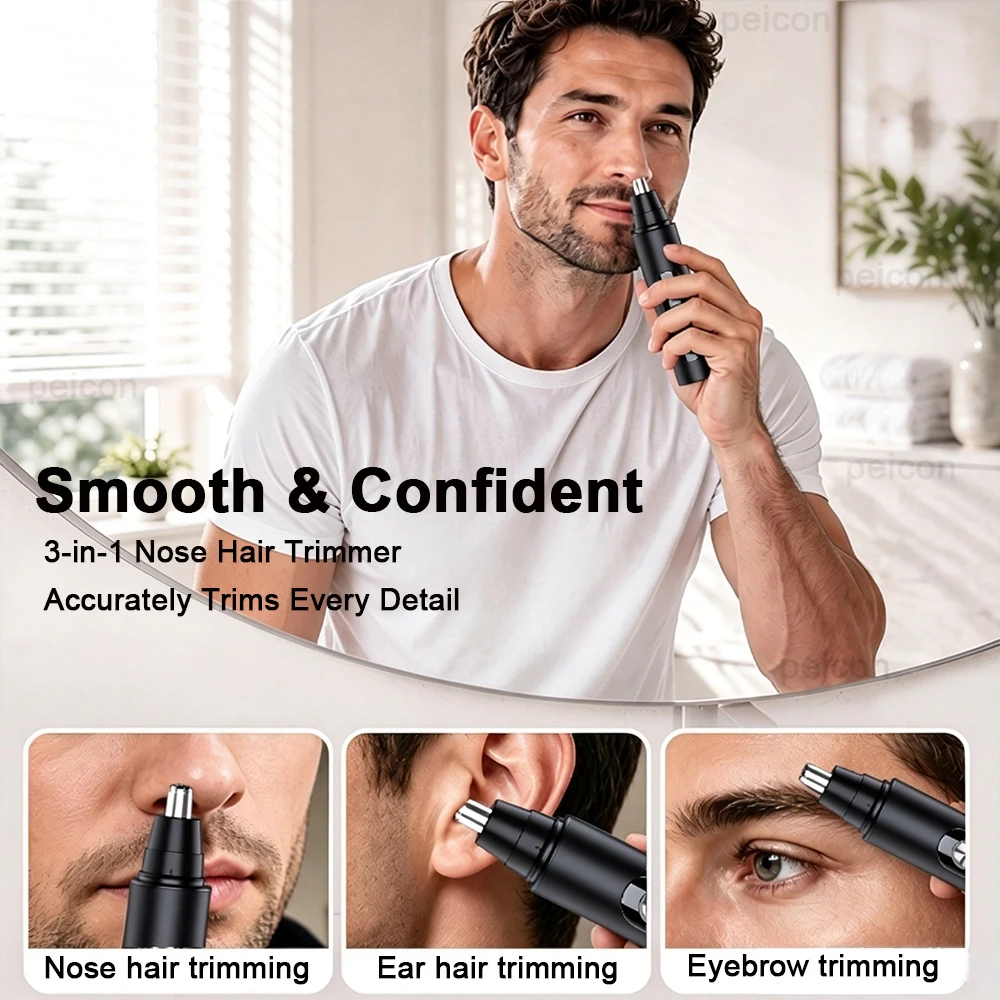 Electric Nose Hair Trimmer for Men High‑Speed Stable Motor 360° Painless No‑Pull Trimmer Rechargeable Ear Facial Hair Clipper