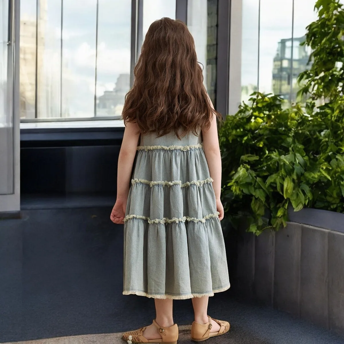 Baby Girls Denim Dresses Kids Party Outfits Summer Sleeveless Princess Dress Young Children Casual Costumes 5 7 9 10 12 13 Years