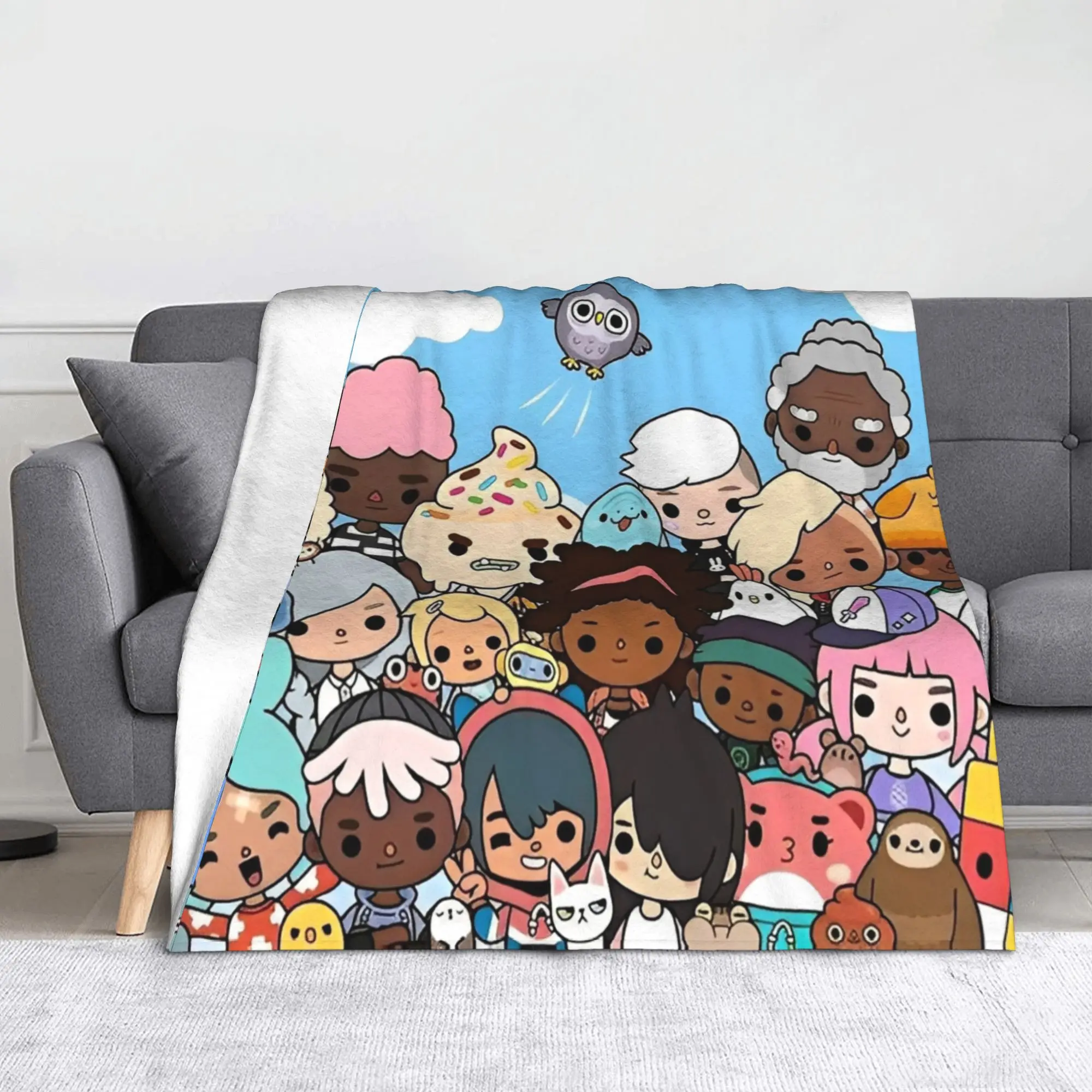 Toca Life World Manage Blanket BSG Game Cartoon Fuzzy Funny Soft Throw Blankets for Coverlet Autumn/Winter Outdoor
