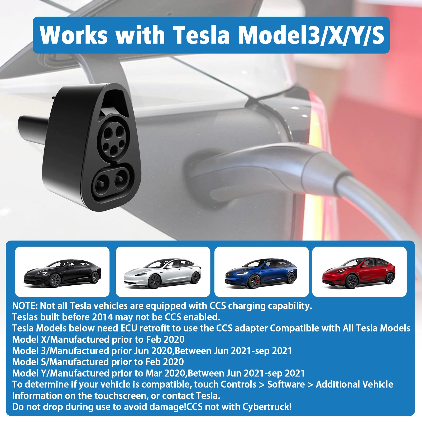 테슬라 모델 3/X/Y/S EV 충전기 DC 어댑터 CCS1-테슬라 250KW 전기차 변환기 충전소 변환기 썸네일 4