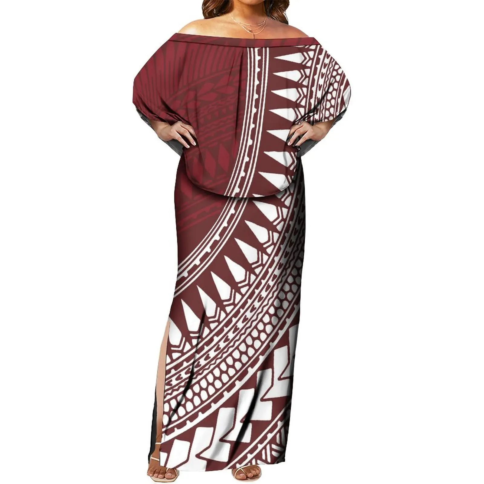 2024 Women'S Cape Repair Dress Samoa Traditional National Dress Polynesian Tribe Custom Long Dress 