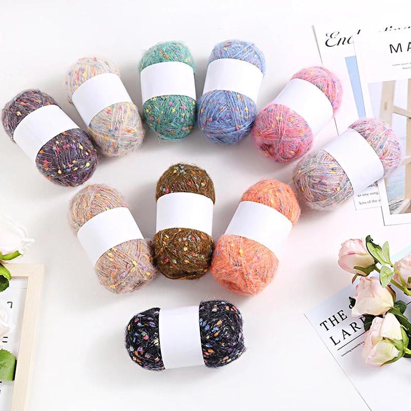 50g/Ball Rainbow Color Dot Mohair Yarn Soft And Comfortable Hand-Woven DIY Scarf Sweater Shawl Coat Knitting Crochet Mix Thread